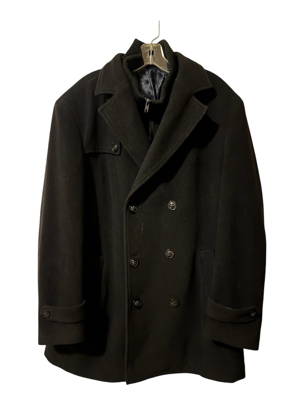 Lauren Ralph Lauren  Men's Double-Breasted Wool Peacoat - Black 42R